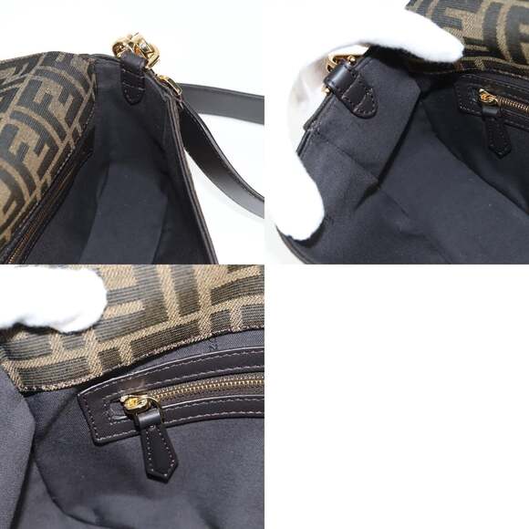 FENDI Zucca Canvas Mamma Bucket Shoulder Bag Sequin Brown Gold - Picture 13 of 14